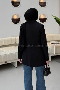 Lamelif Bağlama Detaylı Ceket Siyah