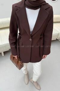 Bitter Brown Jacket Collar Long Arm Cotton Lycra Polyester Jacket