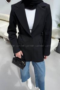 Black Jacket Collar Long Arm Cotton Lycra Polyester Jacket