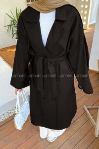 Dark Brown Long Arm Cotton Trench Coat