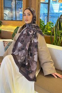 Bitter Brown Cotton Fabric Flowering Shawl