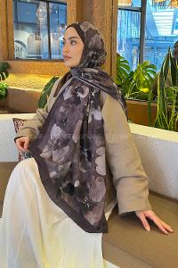 Bitter Brown Cotton Fabric Flowering Shawl