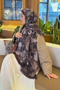 Bitter Brown Cotton Fabric Flowering Shawl