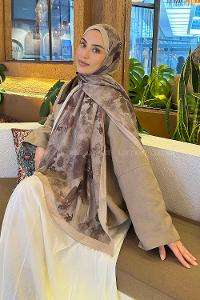 Army Green Cotton Fabric Flowering Shawl