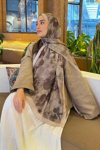 Army Green Cotton Fabric Flowering Shawl