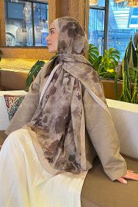 Army Green Cotton Fabric Flowering Shawl