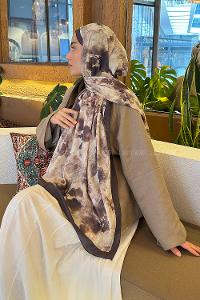 Lamelif Batik Çiçek Desen Bambu Şal Ekru