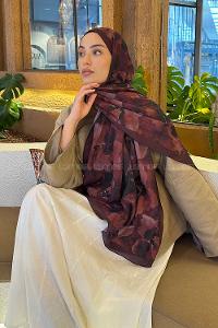 Bitter Burgundy Cotton Fabric Flowering Shawl