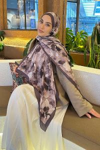 Soft Brown Cotton Fabric Flowering Shawl