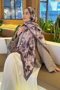 Soft Brown Cotton Fabric Flowering Shawl