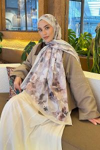 Lamelif Batik Çiçek Desen Bambu Şal Taş