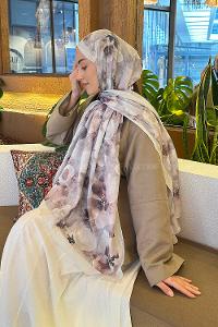 Lamelif Batik Çiçek Desen Bambu Şal Taş