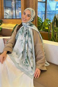 Plum Green Cotton Fabric Flowering Shawl