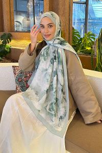 Plum Green Cotton Fabric Flowering Shawl