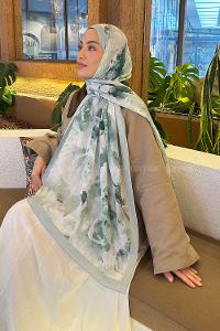 Plum Green Cotton Fabric Flowering Shawl