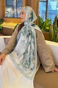 Plum Green Cotton Fabric Flowering Shawl