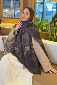 Dark Green Cotton Fabric Flowering Shawl