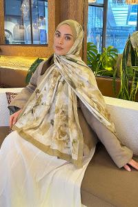 Mint Green Cotton Fabric Flowering Shawl