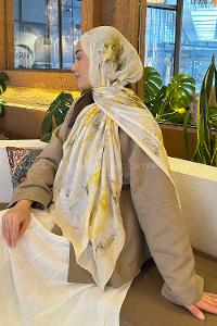 Yellow Cotton Fabric Flowering Shawl