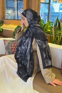 Black Cotton Fabric Flowering Shawl