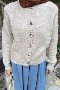 Lamelif Bisiklet Yaka Kısa Hırka Bej