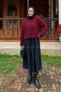 Lamelif Buklet Basic Kazak Bordo