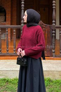 Lamelif Buklet Basic Kazak Bordo