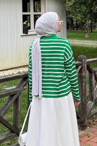 Lamelif Çizgili BalIkçı Kazak Yeşil