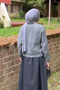 Lamelif Crop V Yaka Hırka Antrasit