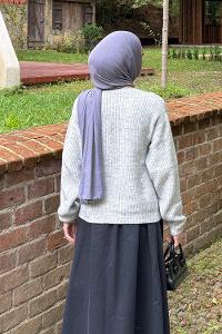 Lamelif Crop V Yaka Hırka Gri