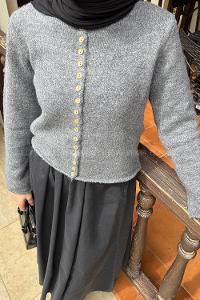 Lamelif Düğme Detaylı Hırka Antrasit