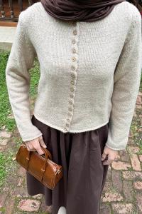 Lamelif Düğme Detaylı Hırka Bej