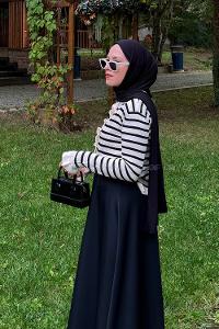 Lamelif Fırfırlı Çizgili Hırka Naturel