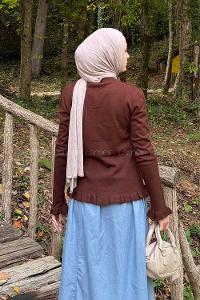 Lamelif Fırfırlı Hırka Acı Kahve