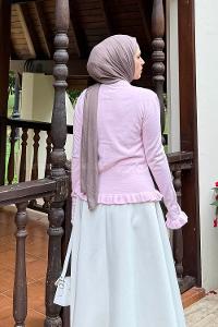 Lamelif Fırfırlı Hırka Pembe