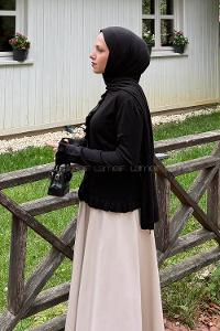 Lamelif Fırfırlı Hırka Siyah