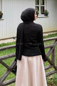 Lamelif Fırfırlı Hırka Siyah