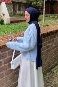 Lamelif Gold Düğme Detaylı Hırka Bebe Mavisi