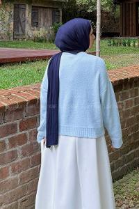 Lamelif Gold Düğme Detaylı Hırka Bebe Mavisi