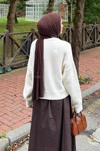 Lamelif Gold Düğme Detaylı Hırka Beyaz