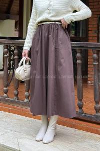 Lamelif Kemerli Kot Etek Acı Kahve