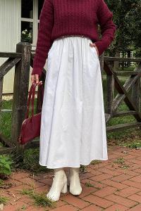 White Denim Flared Skirt Skirt