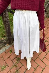 White Denim Flared Skirt Skirt