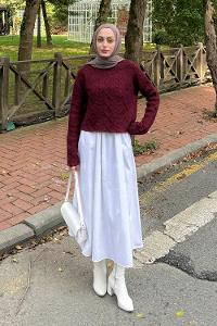 Claret Red Neckband Long Arm Jumper