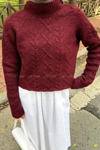 Claret Red Neckband Long Arm Jumper
