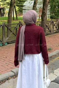 Claret Red Neckband Long Arm Jumper