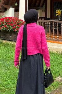 Lamelif Örgülü Kazak Fuşya