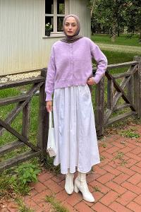 Lamelif Sakallı Basic Hırka Lila