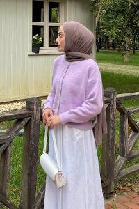 Lamelif Sakallı Basic Hırka Lila