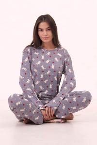 Lamelif  Tavşan Desenli Pijama Takımı Mavi